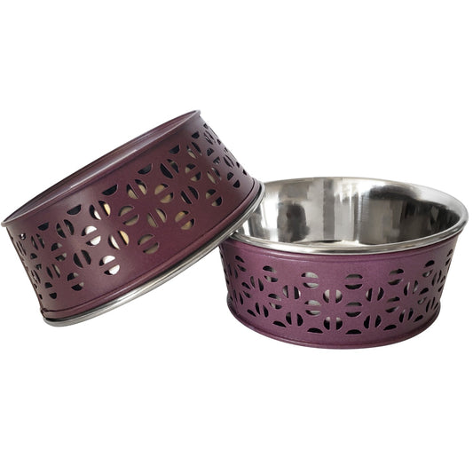 Farmhouse Stainless Steel Dog Food Bowls (Set of 2) - Majestic Pet Kingdom