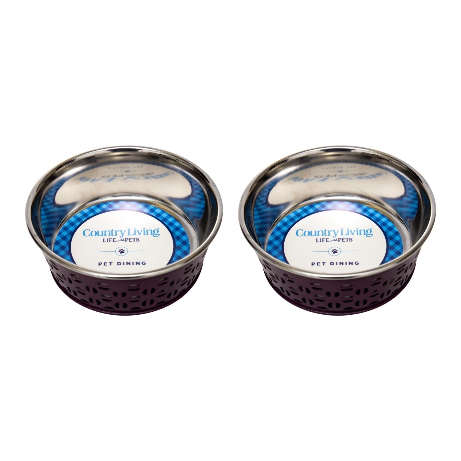 Farmhouse Stainless Steel Dog Food Bowls (Set of 2) - Majestic Pet Kingdom