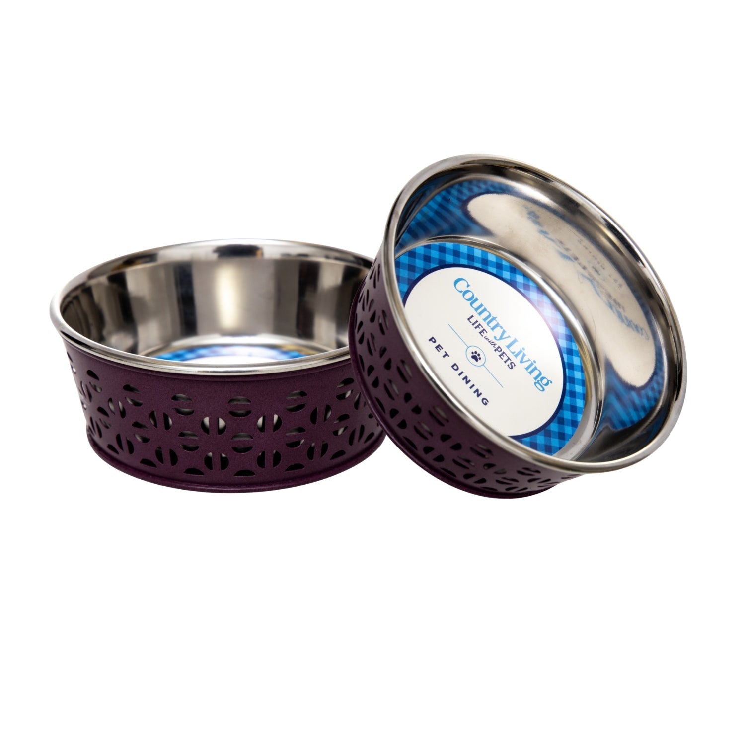 Farmhouse Stainless Steel Dog Food Bowls (Set of 2) - Majestic Pet Kingdom