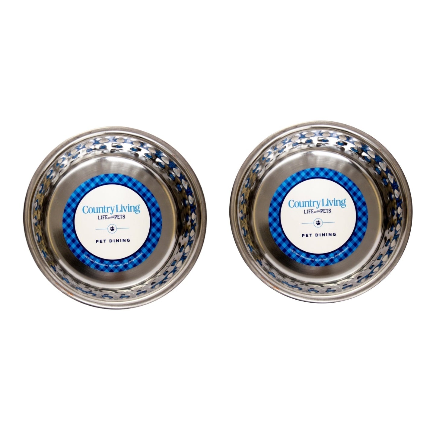 Dog Bowls Set of 2 Lavender Hammered Stainless Steel Dishes