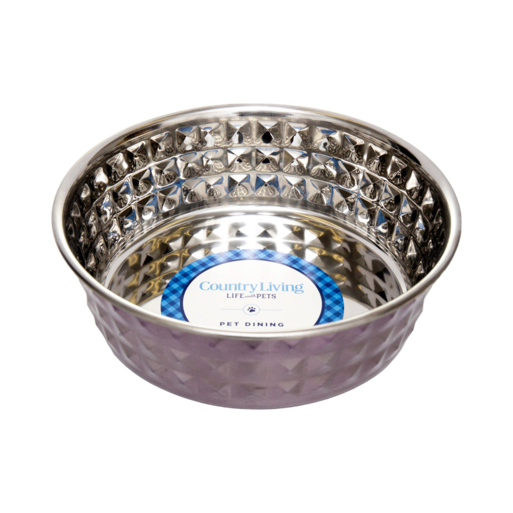 Lavender Stainless Steel Hammered Pet Bowls (Set of 2) - Majestic Pet Kingdom