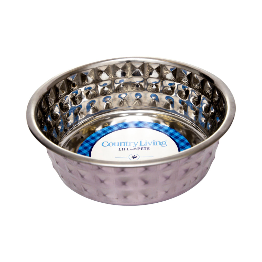 Lavender Stainless Steel Hammered Pet Bowls (Set of 2) - Majestic Pet Kingdom
