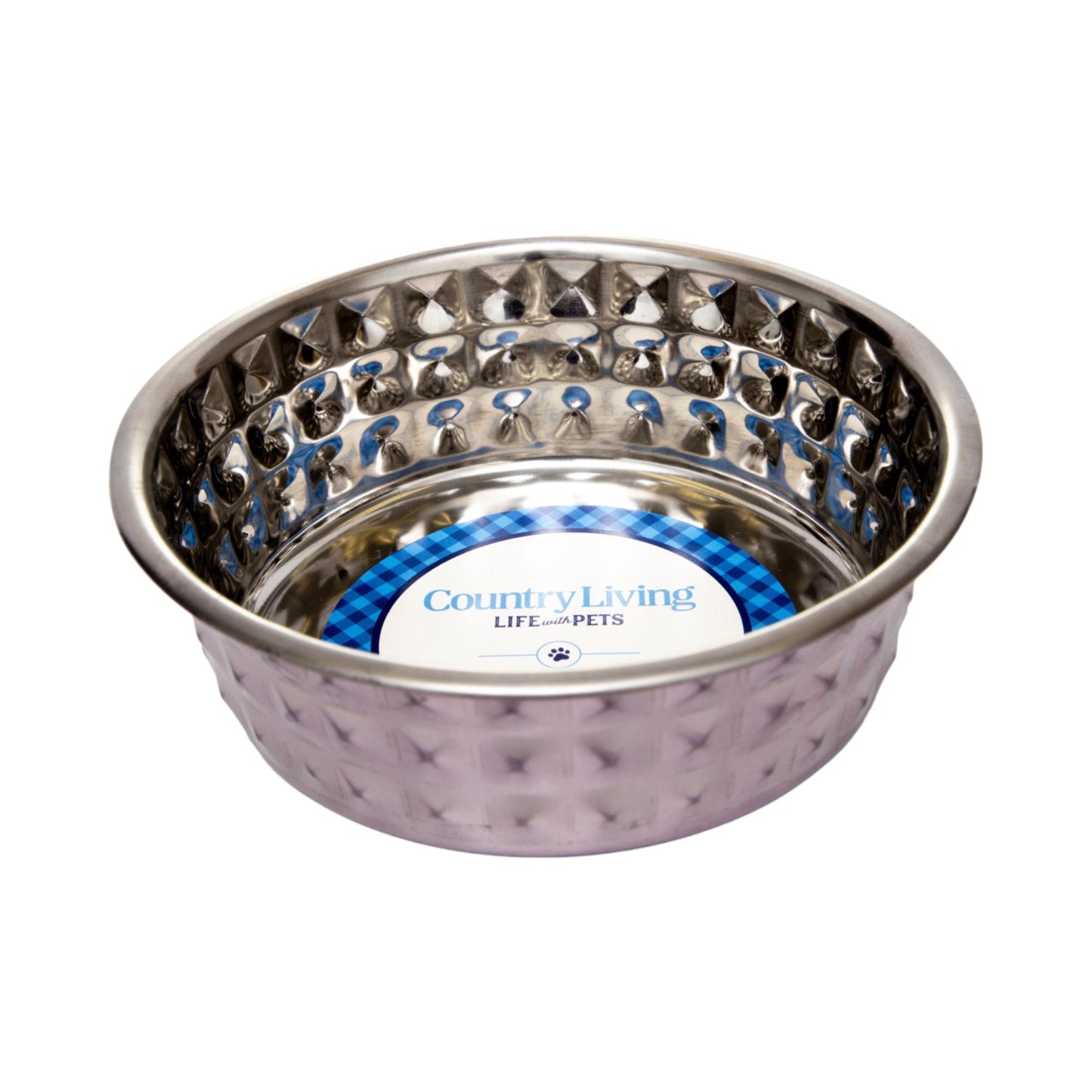 Dog Bowls Set of 2 Lavender Hammered Stainless Steel Dishes