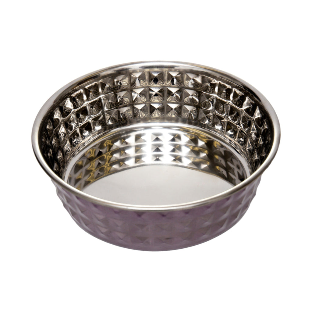 Lavender Stainless Steel Hammered Pet Bowls (Set of 2) - Majestic Pet Kingdom