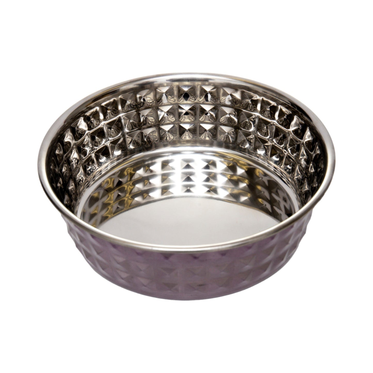Dog Bowls Set of 2 Lavender Hammered Stainless Steel Dishes
