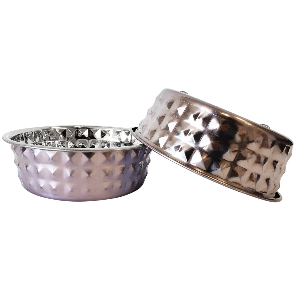 Lavender Stainless Steel Hammered Pet Bowls (Set of 2) - Majestic Pet Kingdom