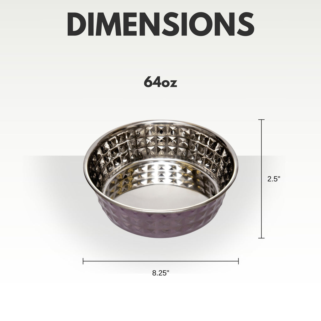 Lavender Stainless Steel Hammered Pet Bowls (Set of 2) - Majestic Pet Kingdom
