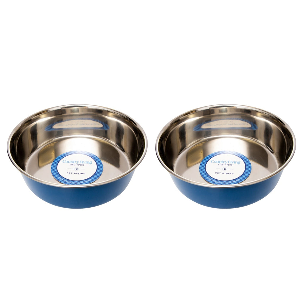 Heavy Gauge Stainless Steel Food & Water Dog Bowls (2-Pk)
