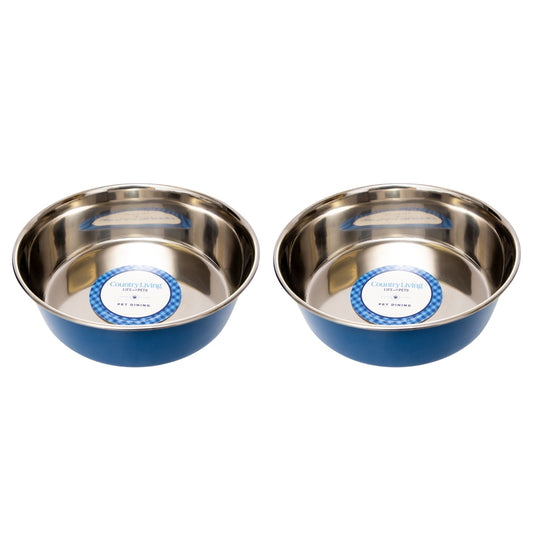 Heavy Gauge Stainless Steel Food & Water Dog Bowls (2-Pk)