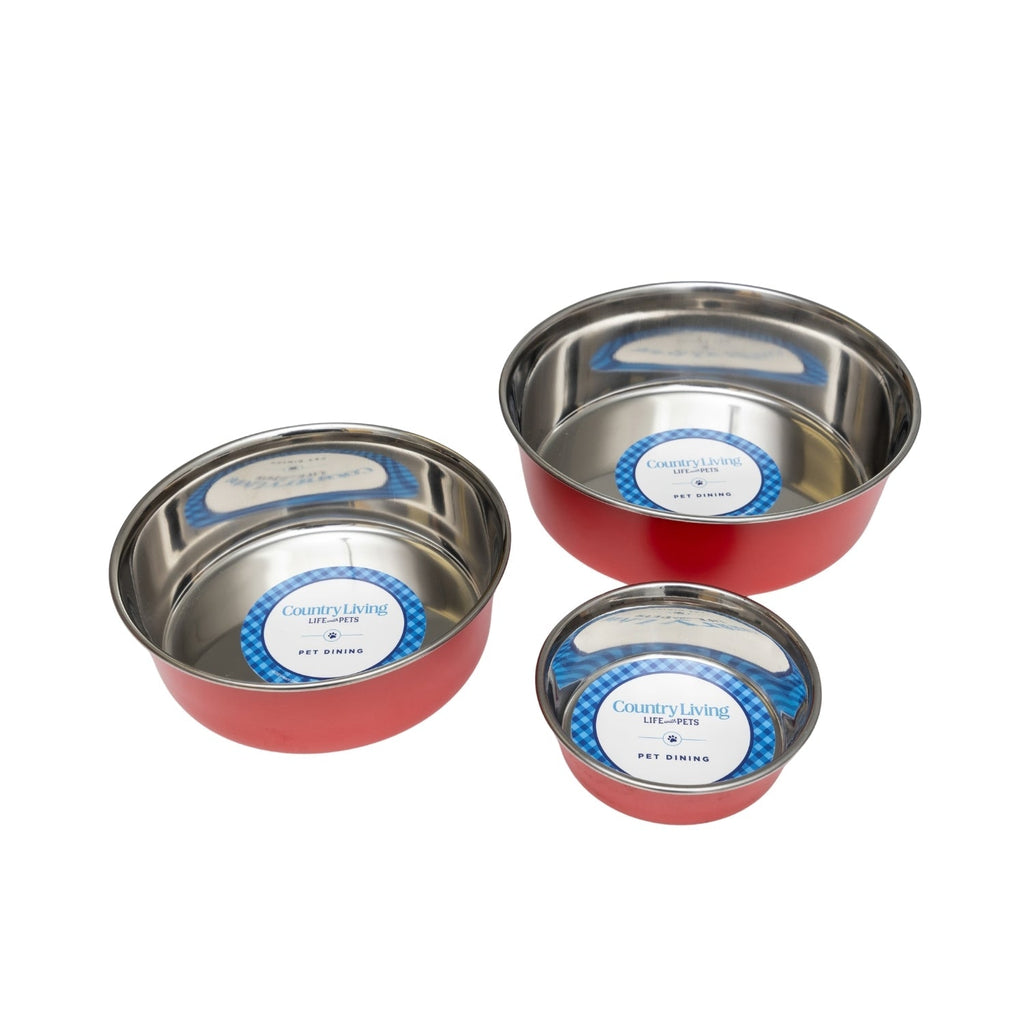 Heavy Gauge Stainless Steel Food & Water Dog Bowls (2-Pk)