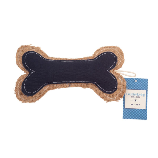 Jean Leather & Jute Bone Pillow Dog Chew Toy