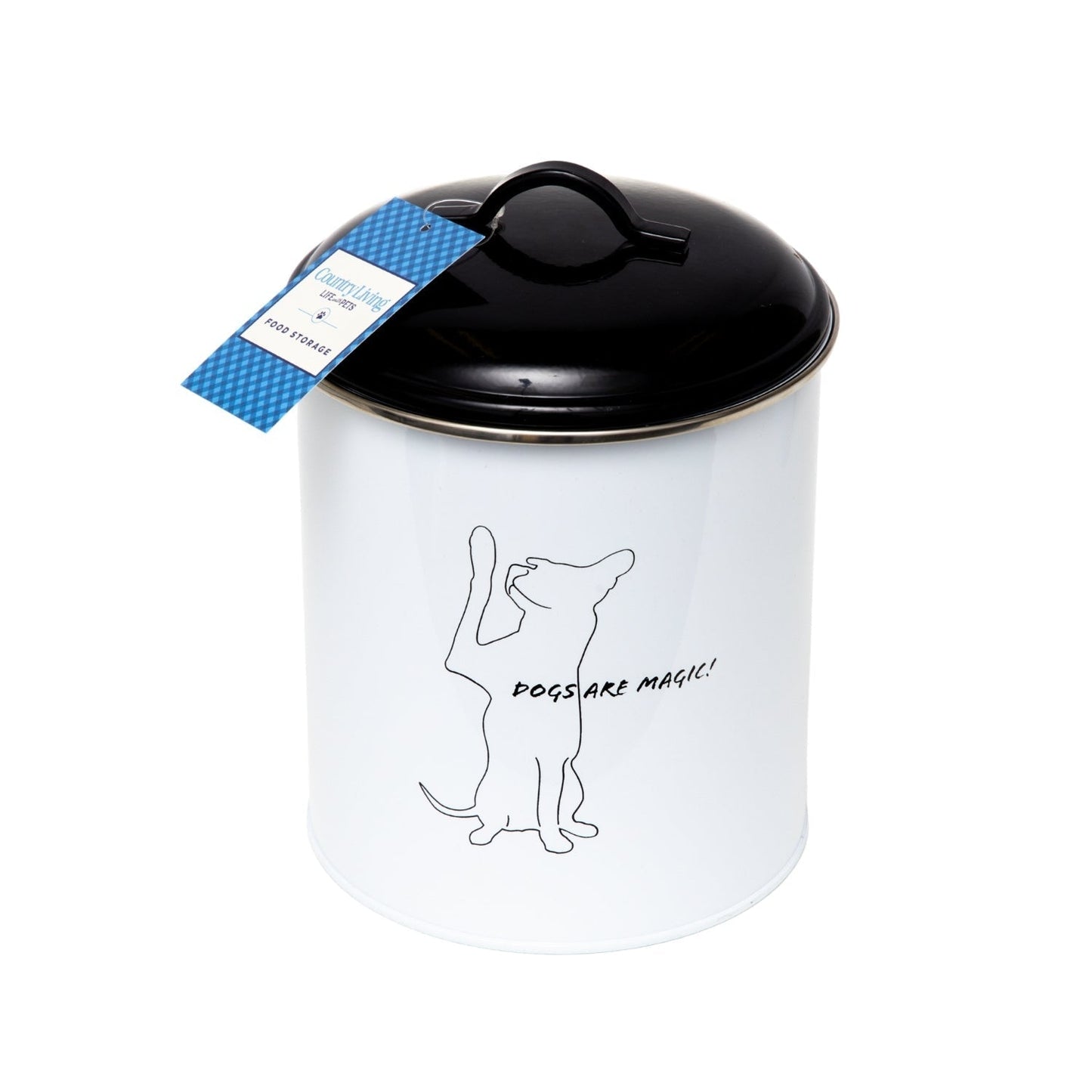 Dog Treat Canisters Set of 3 Food Jars Black and White Metal