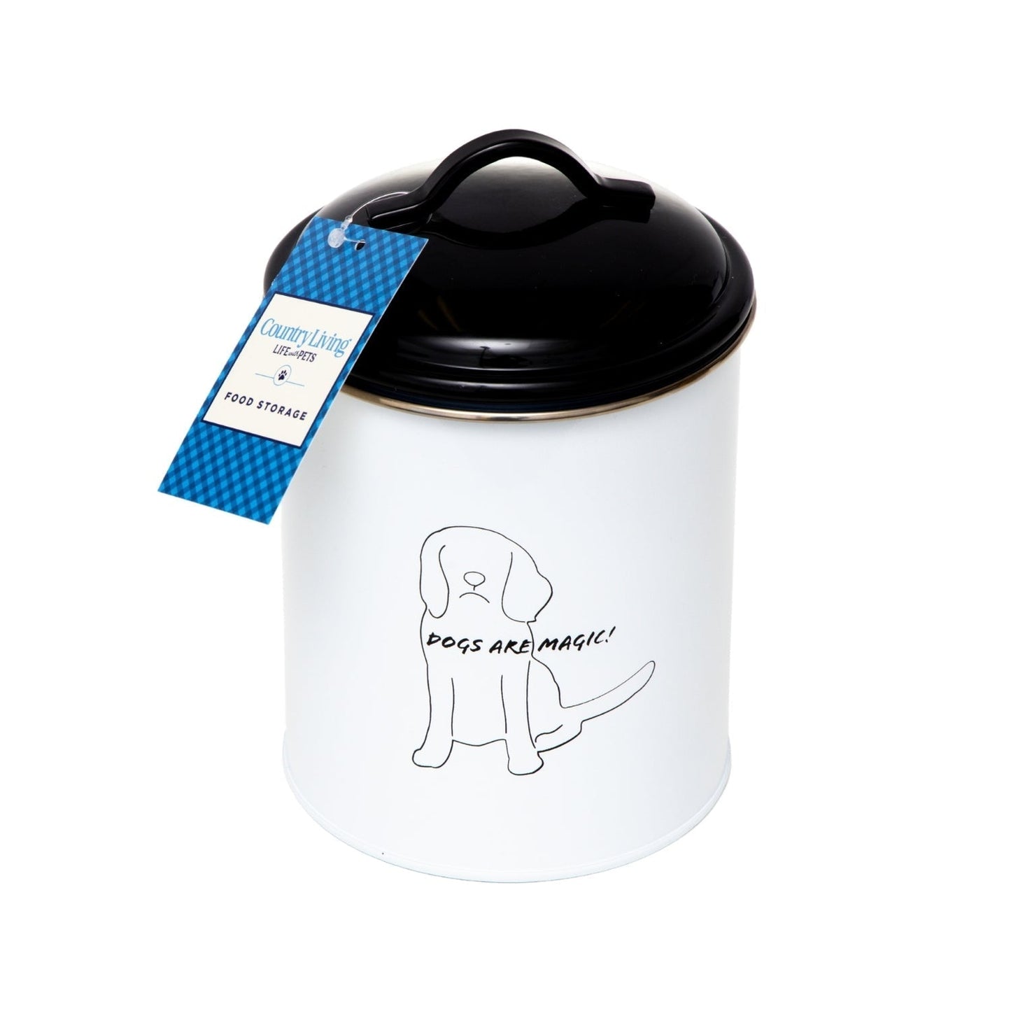 Dog Treat Canisters Set of 3 Food Jars Black and White Metal