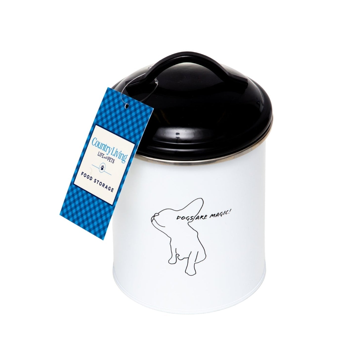 Dog Treat Canisters Set of 3 Food Jars Black and White Metal