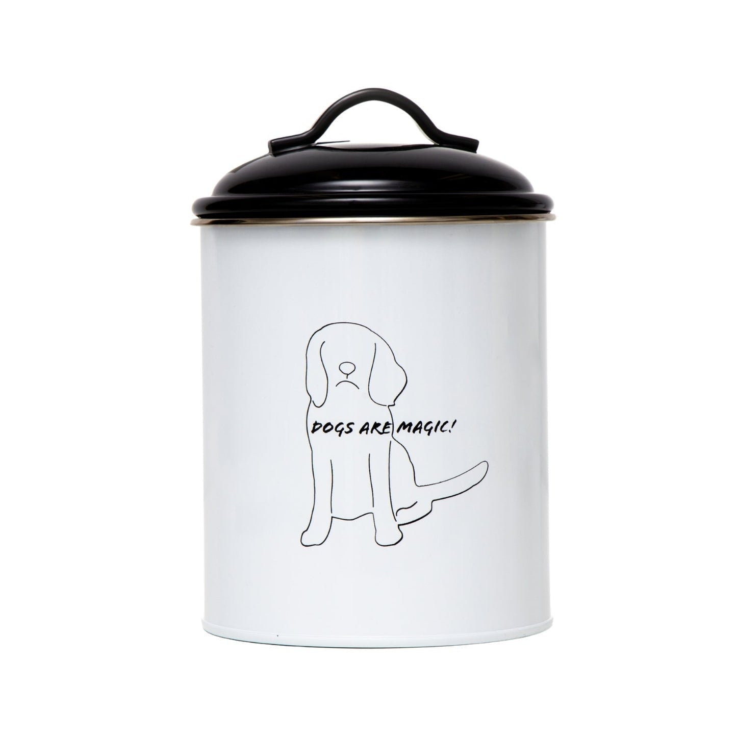 Dog Treat Canisters Set of 3 Food Jars Black and White Metal