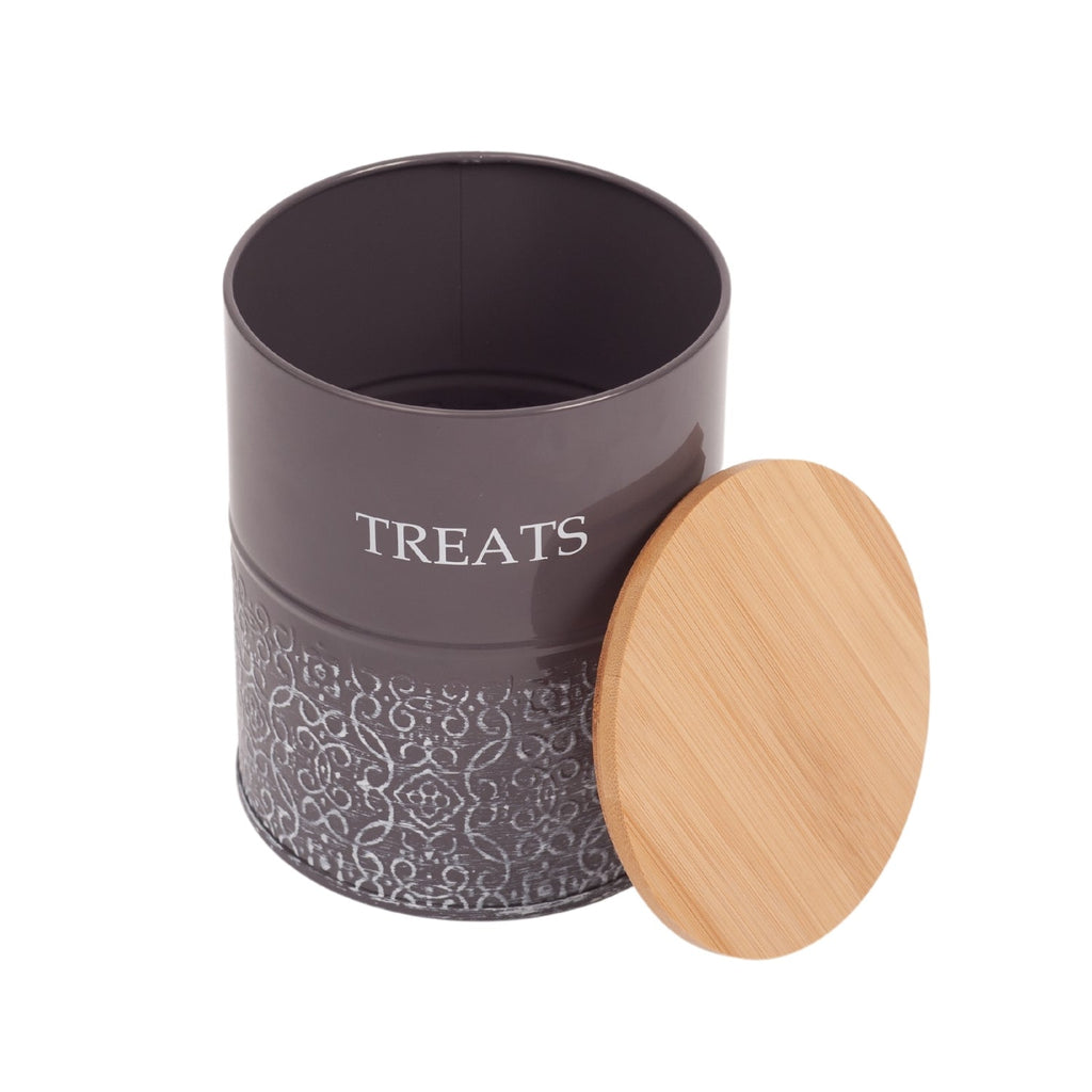 Set of 2 Carbon Steel Dog Treat Canisters in Volcanic Gray