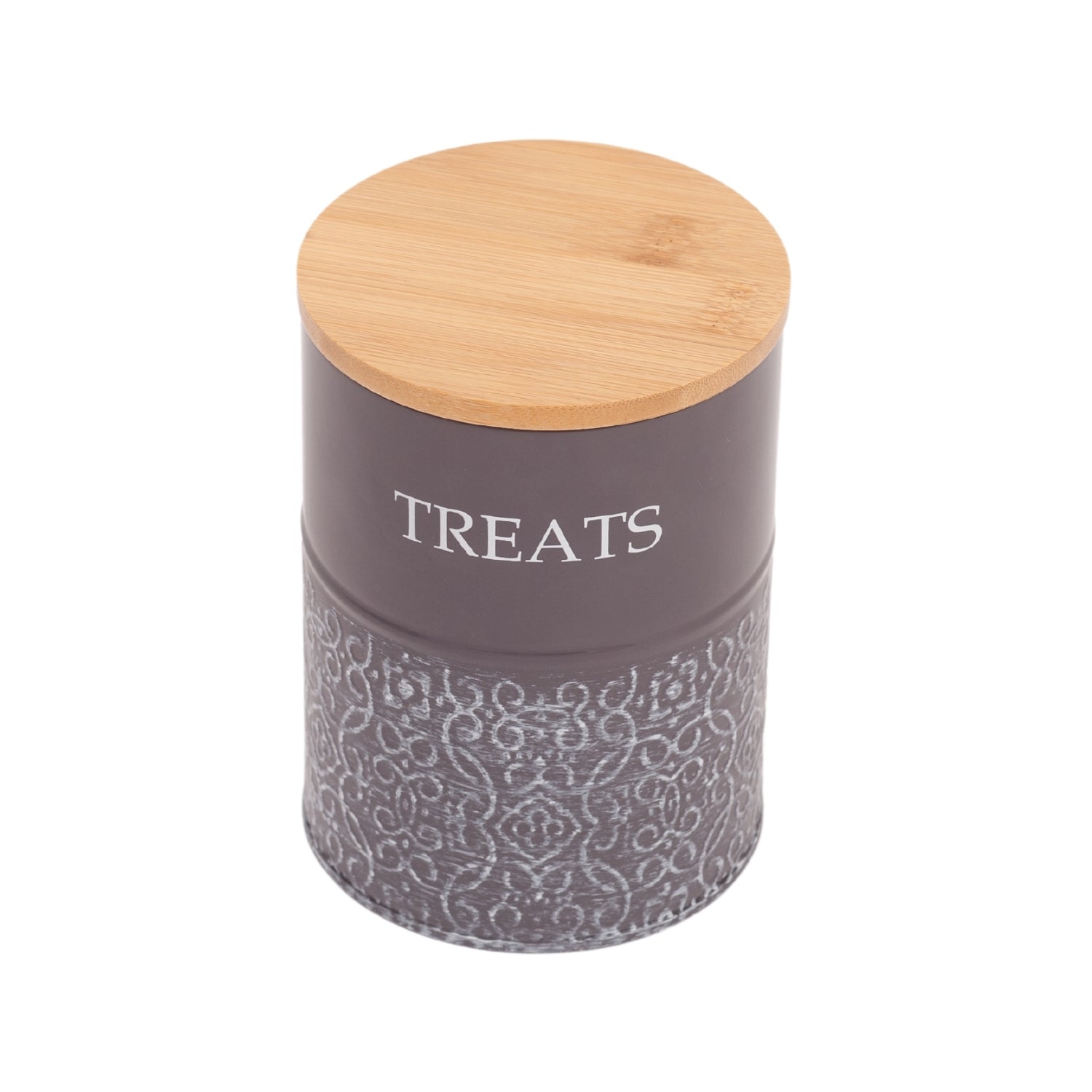 Set of 2 Carbon Steel Dog Treat Canisters in Volcanic Gray