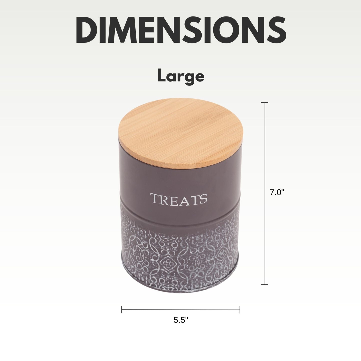 Dog Treat Canisters Set of 2 Volcanic Gray Carbon Steel Jars
