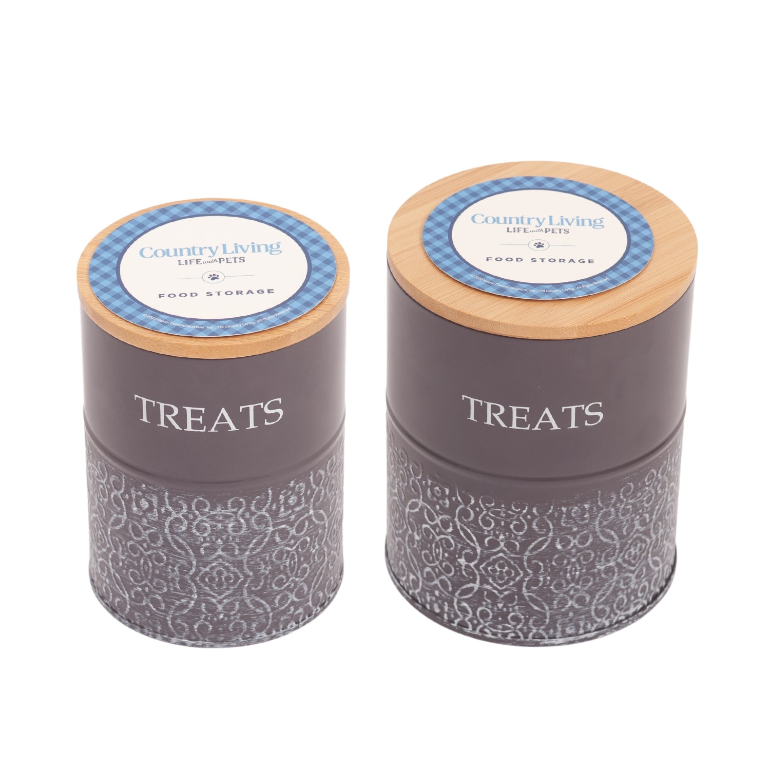 Set of 2 Carbon Steel Dog Treat Canisters in Volcanic Gray