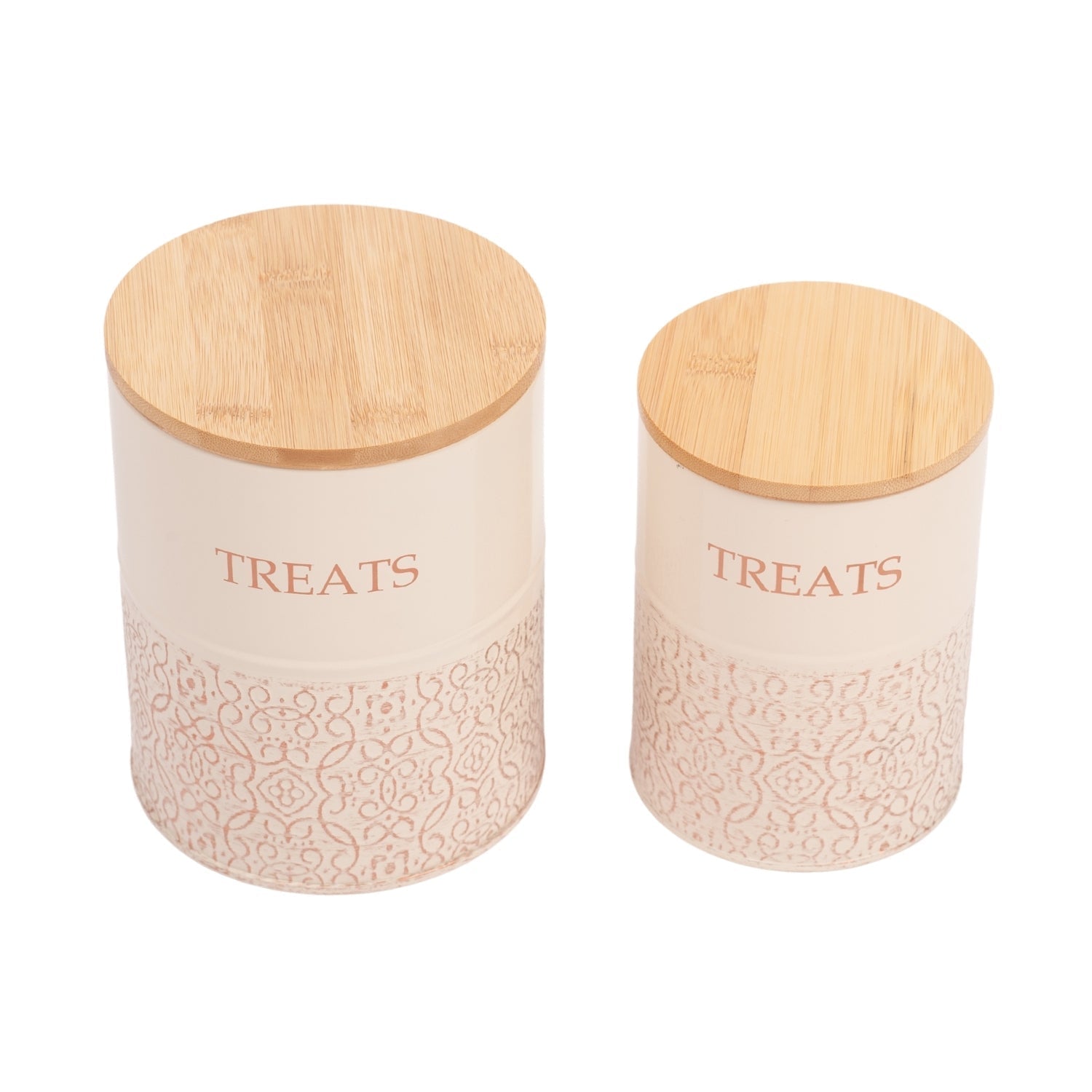 Dog Treat Canisters - Set of 2 Carbon Steel Jars with Lids