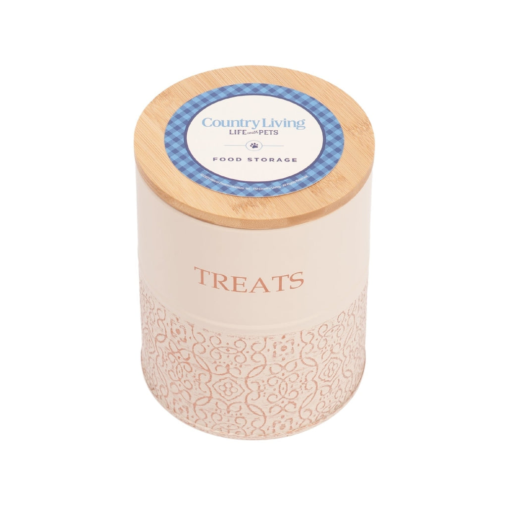 Dog Treat Canisters - Set of 2 Carbon Steel Jars with Lids