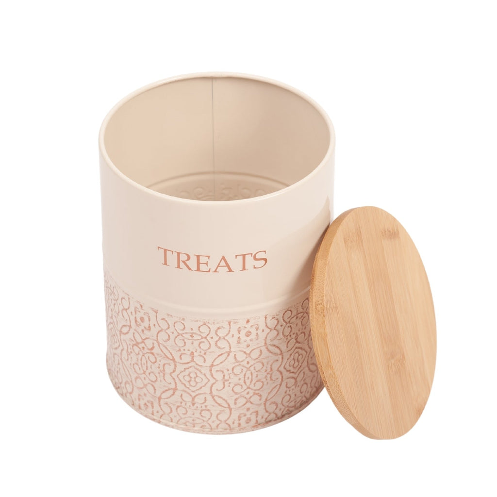 Dog Treat Canisters - Set of 2 Carbon Steel Jars with Lids