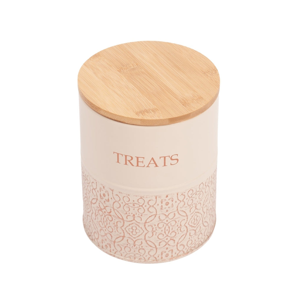 Dog Treat Canisters - Set of 2 Carbon Steel Jars with Lids