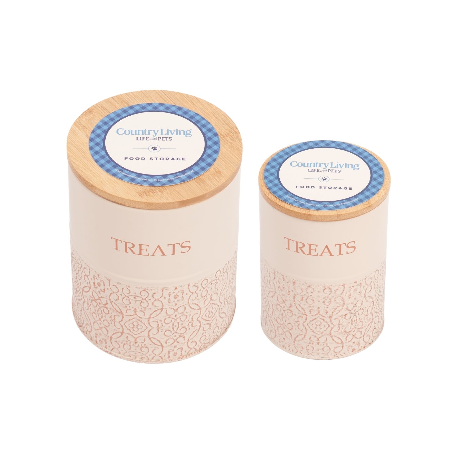 Dog Treat Canisters - Set of 2 Carbon Steel Jars with Lids