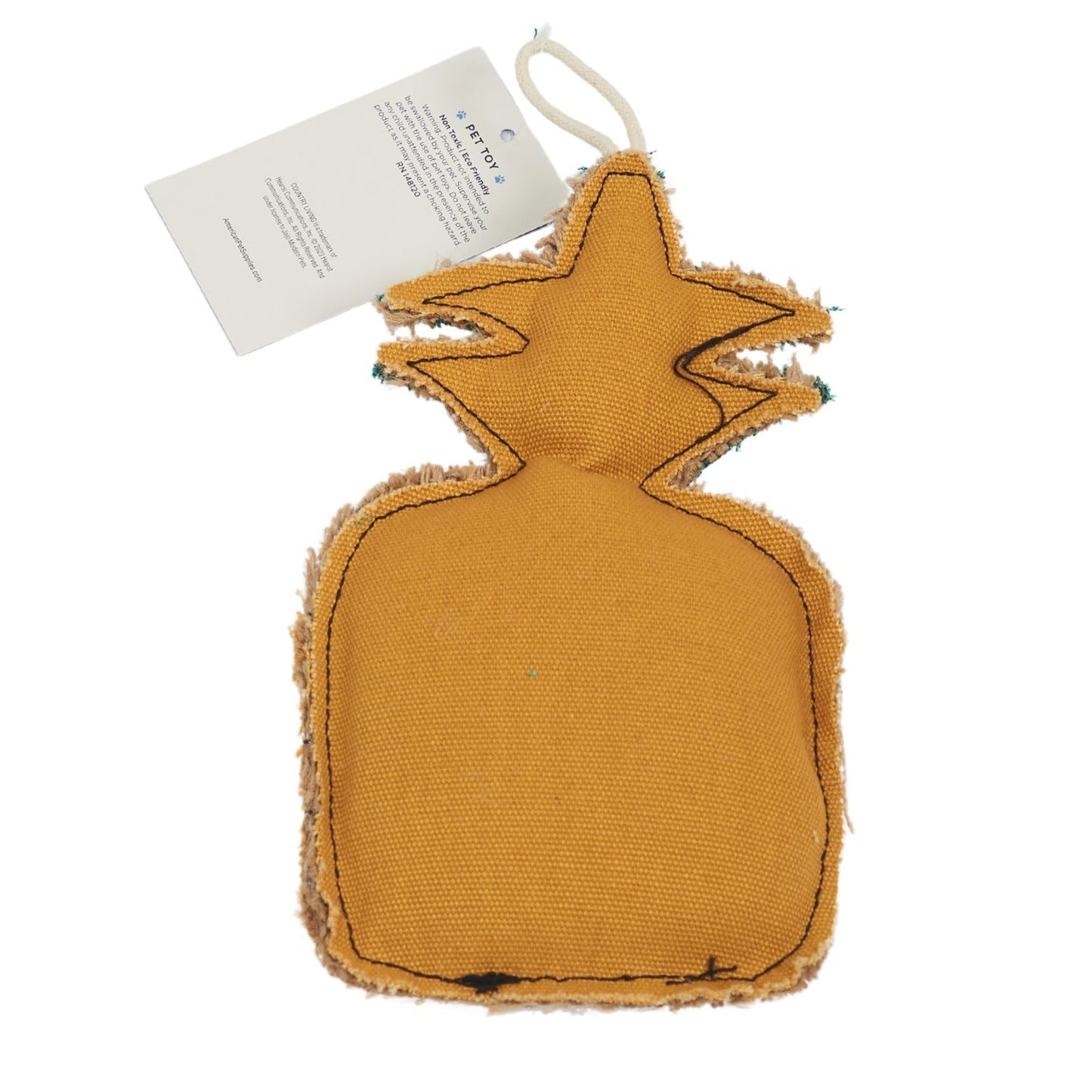 Dog Chew Toy Canvas Jute Pineapple Shape Safe Non-Toxic Play - Detail Angle 2 | Majestic Pet Kingdom