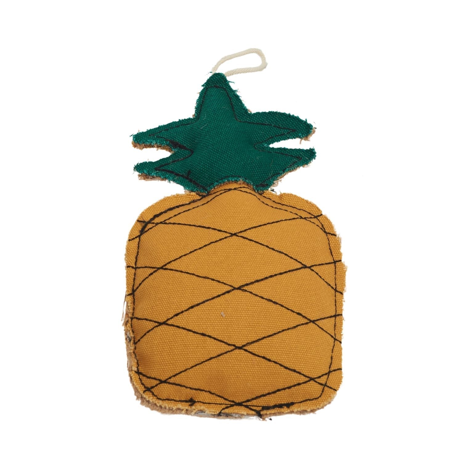 Dog Chew Toy Canvas Jute Pineapple Shape Safe Non-Toxic Play - Detail Angle 3 | Majestic Pet Kingdom