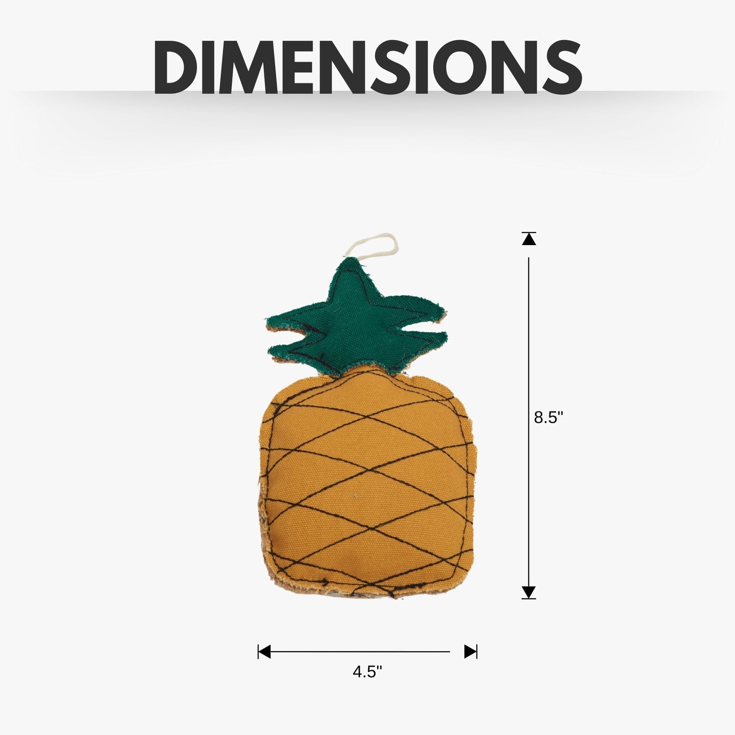 Dog Chew Toy Canvas Jute Pineapple Shape Safe Non-Toxic Play - Detail Angle 4 | Majestic Pet Kingdom