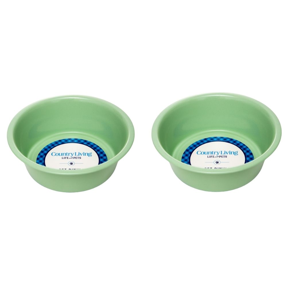 Coated Heavy Duty Stainless Steel Pet Feeding Bowl (Set of 2)