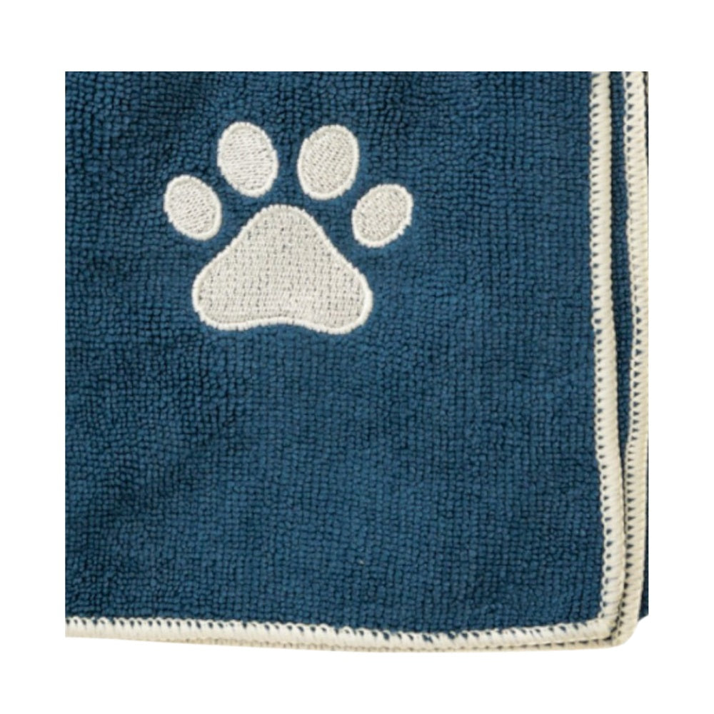 Large Microfiber Dog Bath Towel with Embroidered Paw Print
