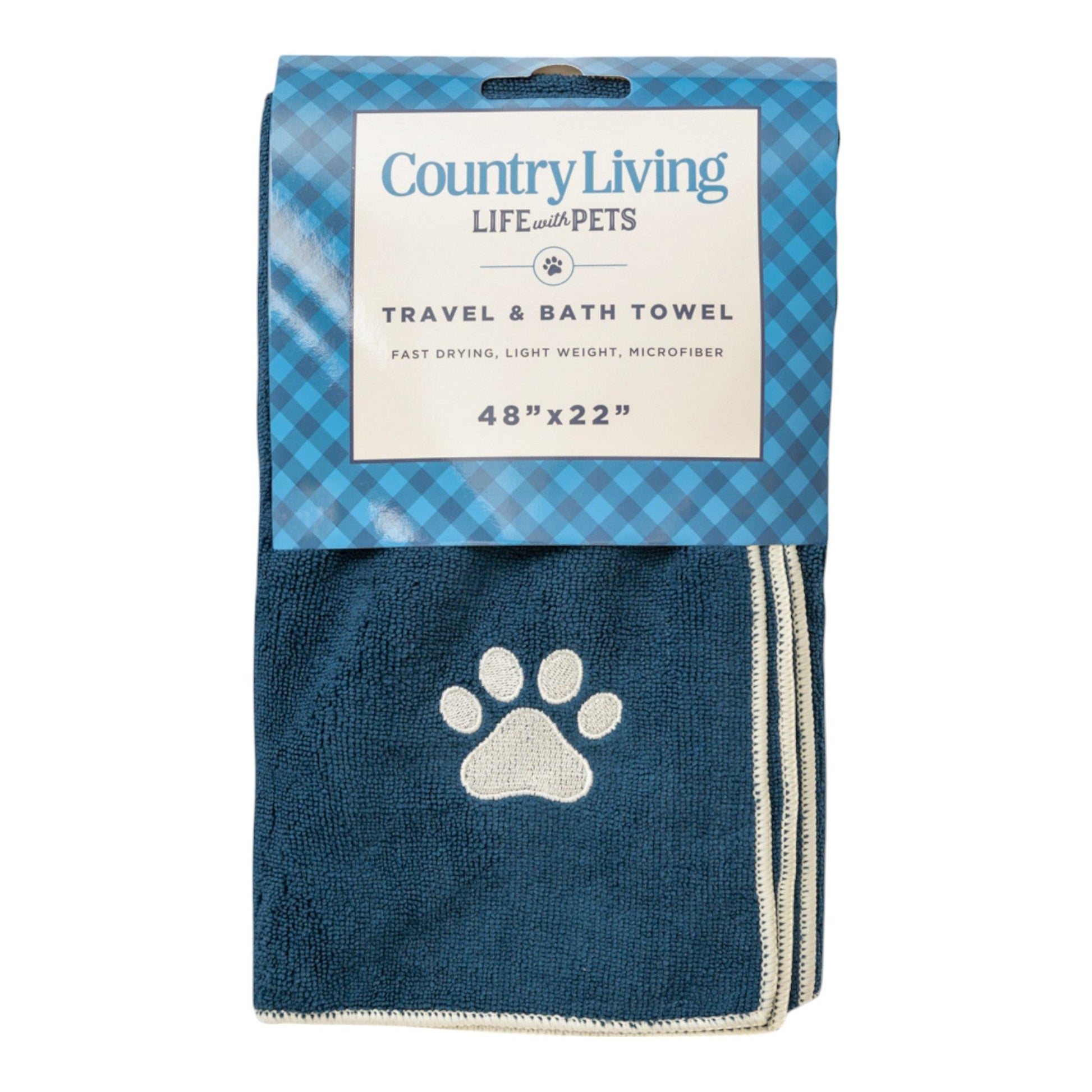 Large Microfiber Dog Bath Towel with Embroidered Paw Print