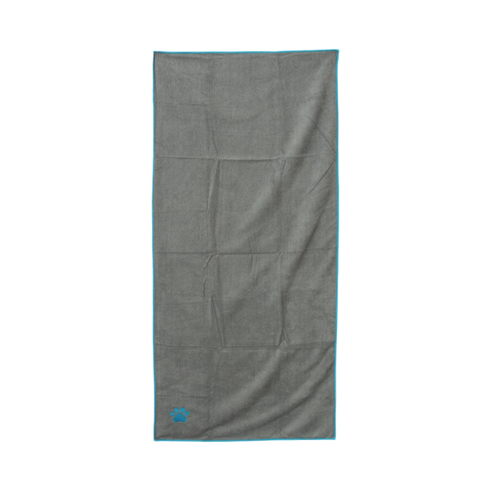 Large Gray Microfiber Dog Bath Towel with Paw Embroidery - Majestic Pet Kingdom