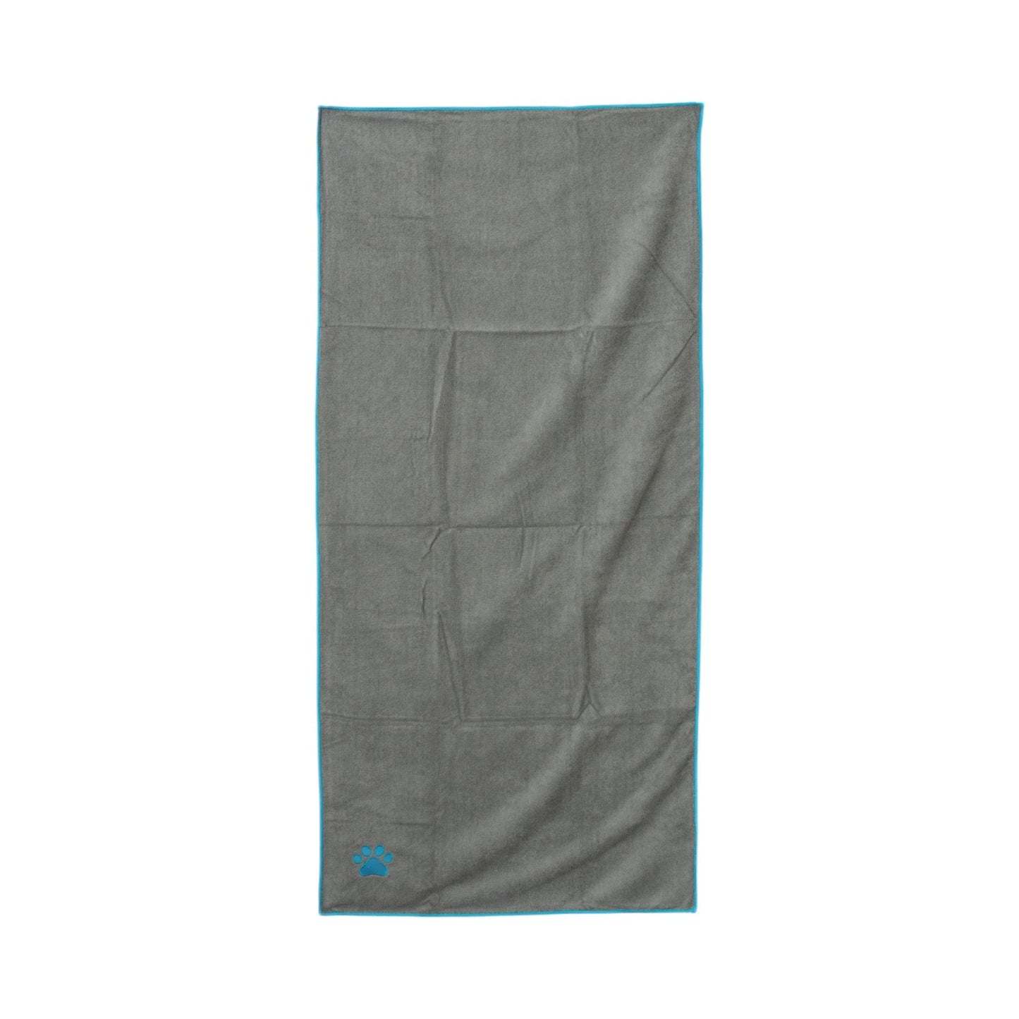 Dog Bath Towel Large Gray Microfiber Embroidered Paw Print