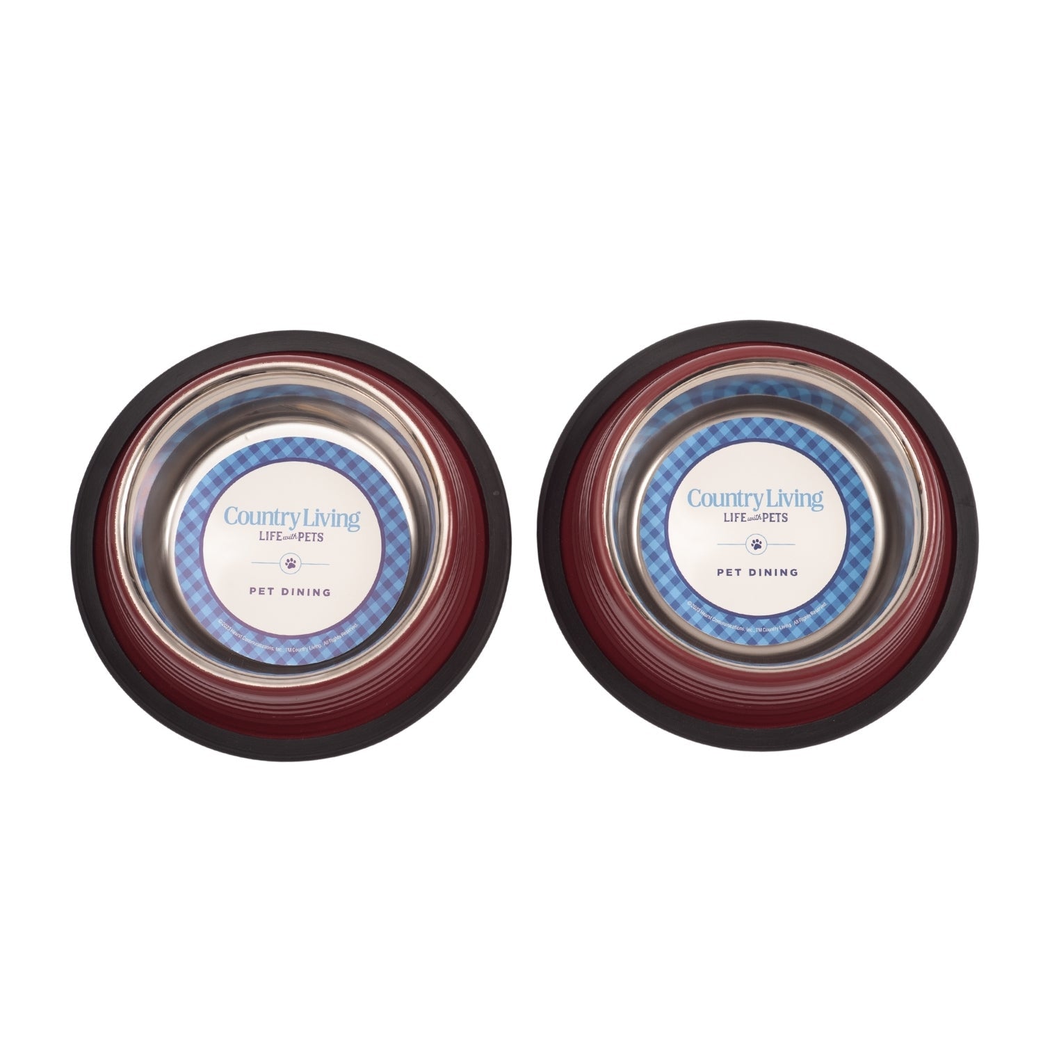 Ribbed Non-Slip Pet Bowls in Merlot Red Color (Set of 2) - Majestic Pet Kingdom