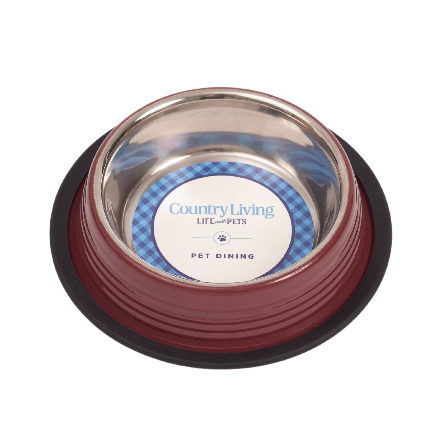 Dog Bowls Set of 2 Merlot Red Ribbed Non-Slip Feeding Dishes