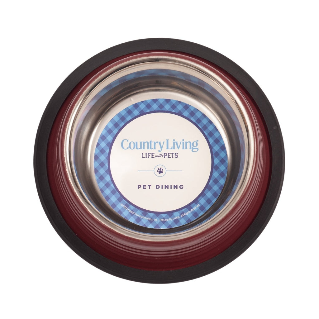 Ribbed Non-Slip Pet Bowls in Merlot Red Color (Set of 2) - Majestic Pet Kingdom