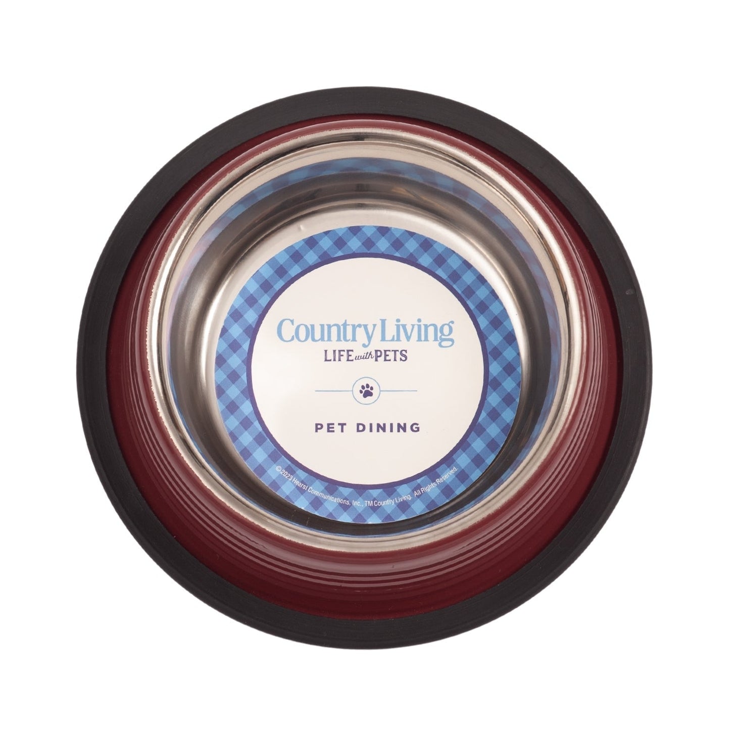 Dog Bowls Set of 2 Merlot Red Ribbed Non-Slip Feeding Dishes