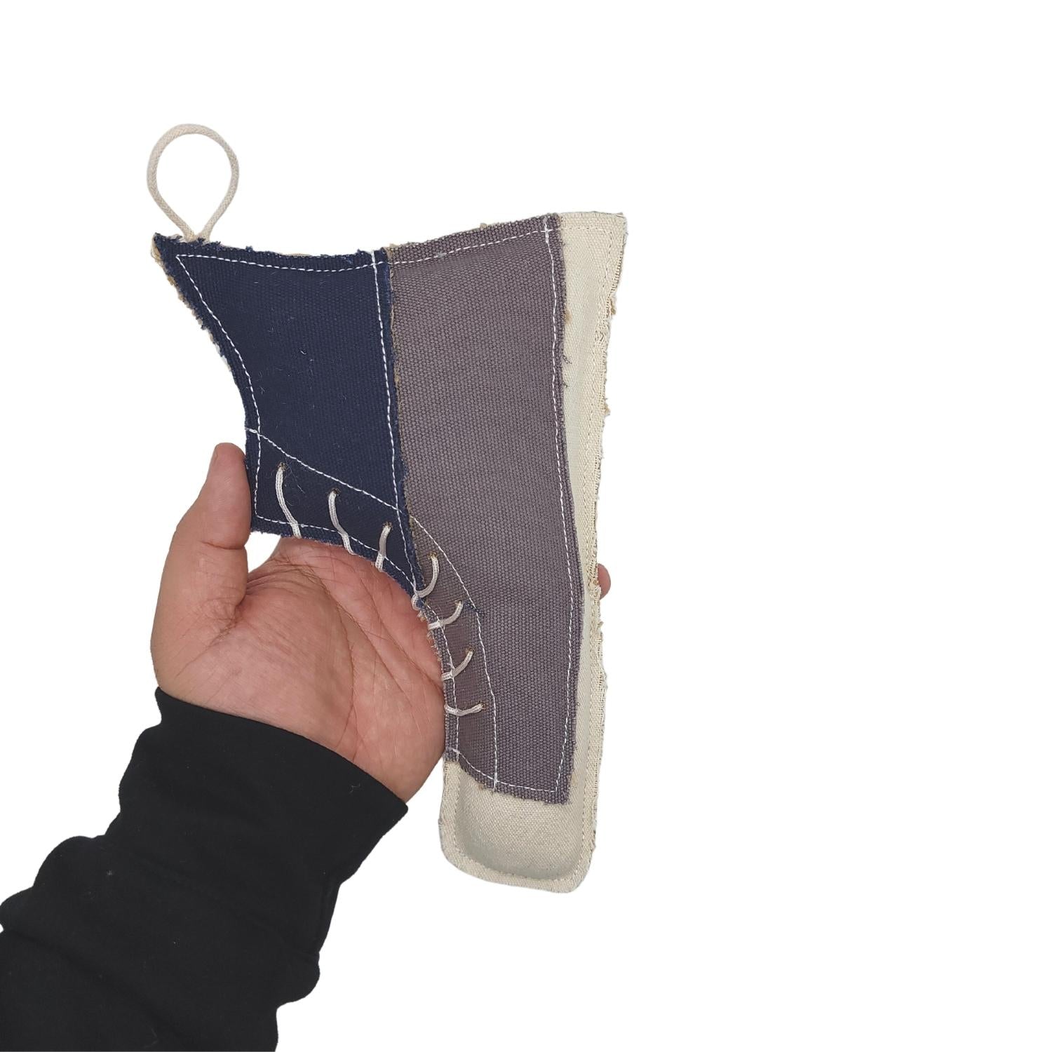Dog Chew Toy Canvas Jute Shoe Shape Durable Safe Pet Play - Detail Angle 4 | Majestic Pet Kingdom