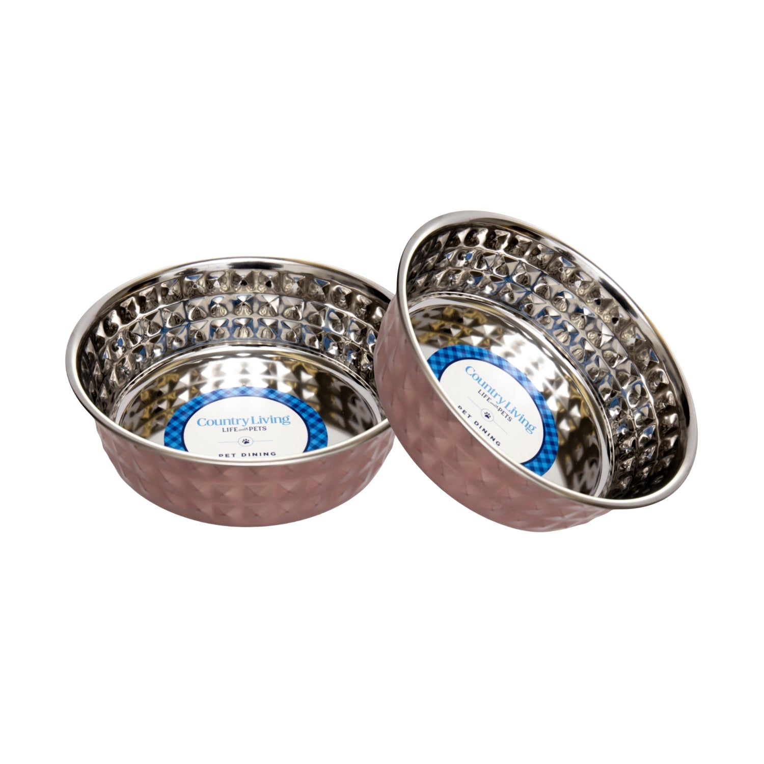 Rose Quartz Hammered Stainless Steel Dog Bowls (Set of 2) - Majestic Pet Kingdom