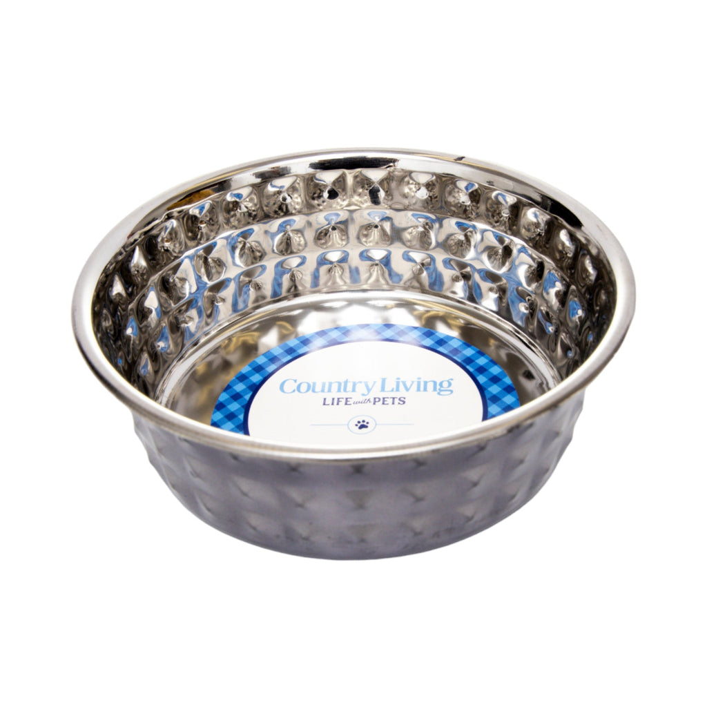 Hammered Black Pearl Stainless Steel Dog Bowls (Set of 2)