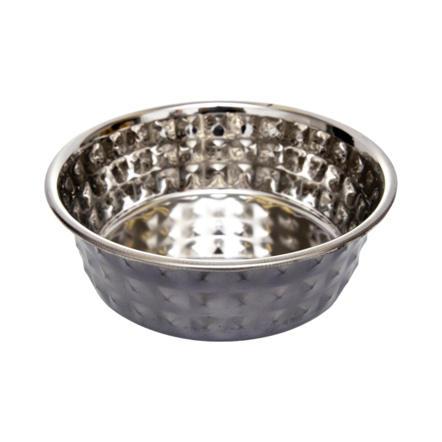 Dog Bowls Set of 2 Black Pearl Hammered Stainless Steel Dish