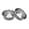 Hammered Black Pearl Stainless Steel Dog Bowls (Set of 2)