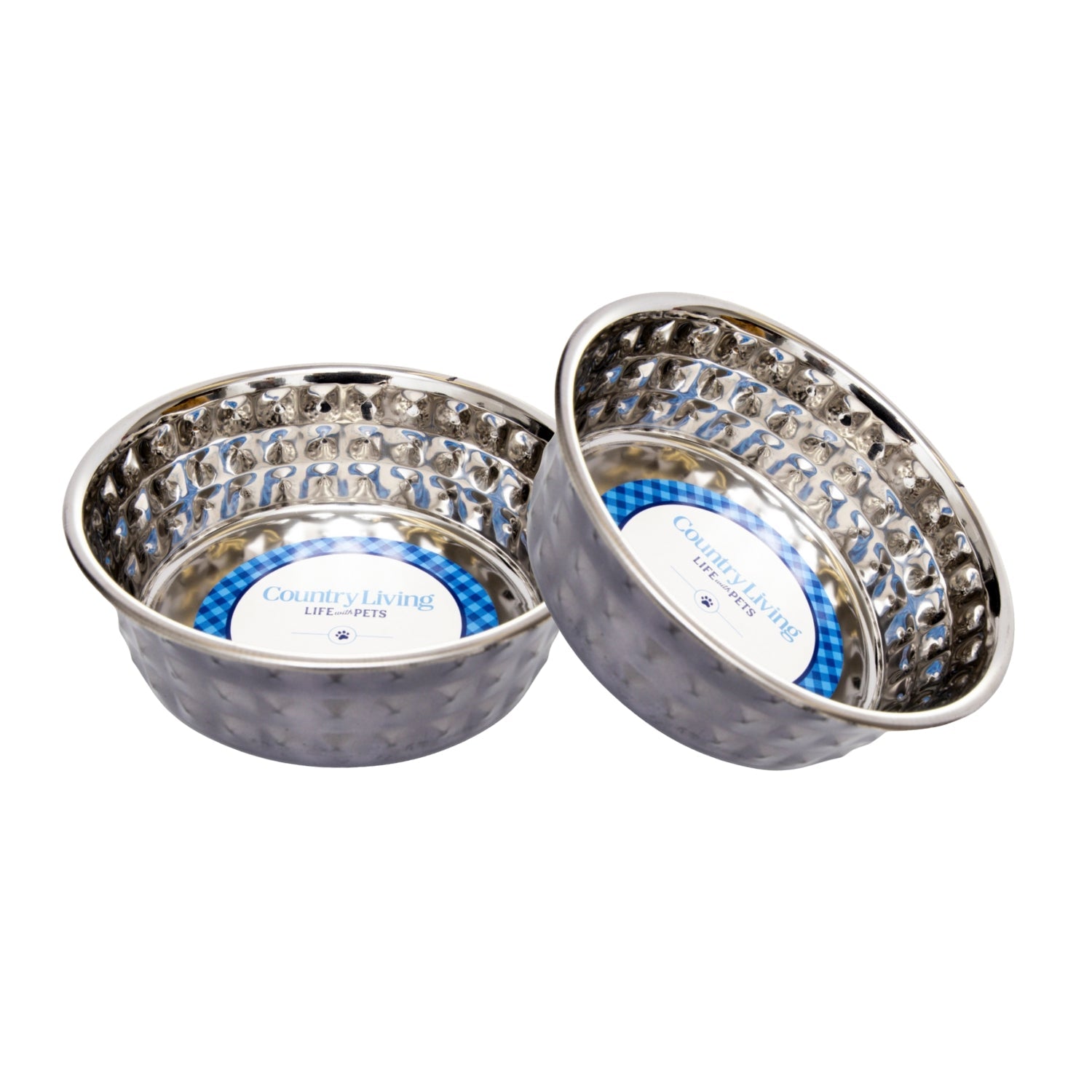 Hammered Black Pearl Stainless Steel Dog Bowls (Set of 2)