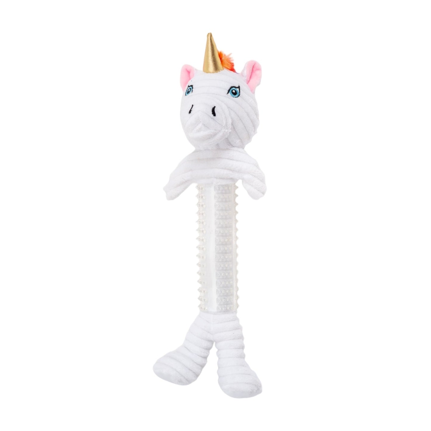 Dog Plush Toy Corduroy Unicorn TPR Rubber Squeaker Crinkle - Detail Angle 2 | Majestic Pet Kingdom