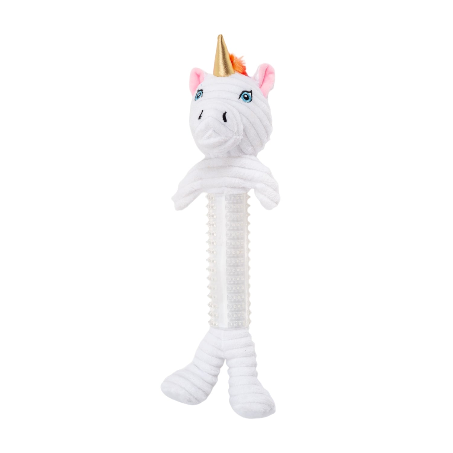 Dog Plush Toy Corduroy Unicorn TPR Rubber Squeaker Crinkle - Detail Angle 2 | Majestic Pet Kingdom
