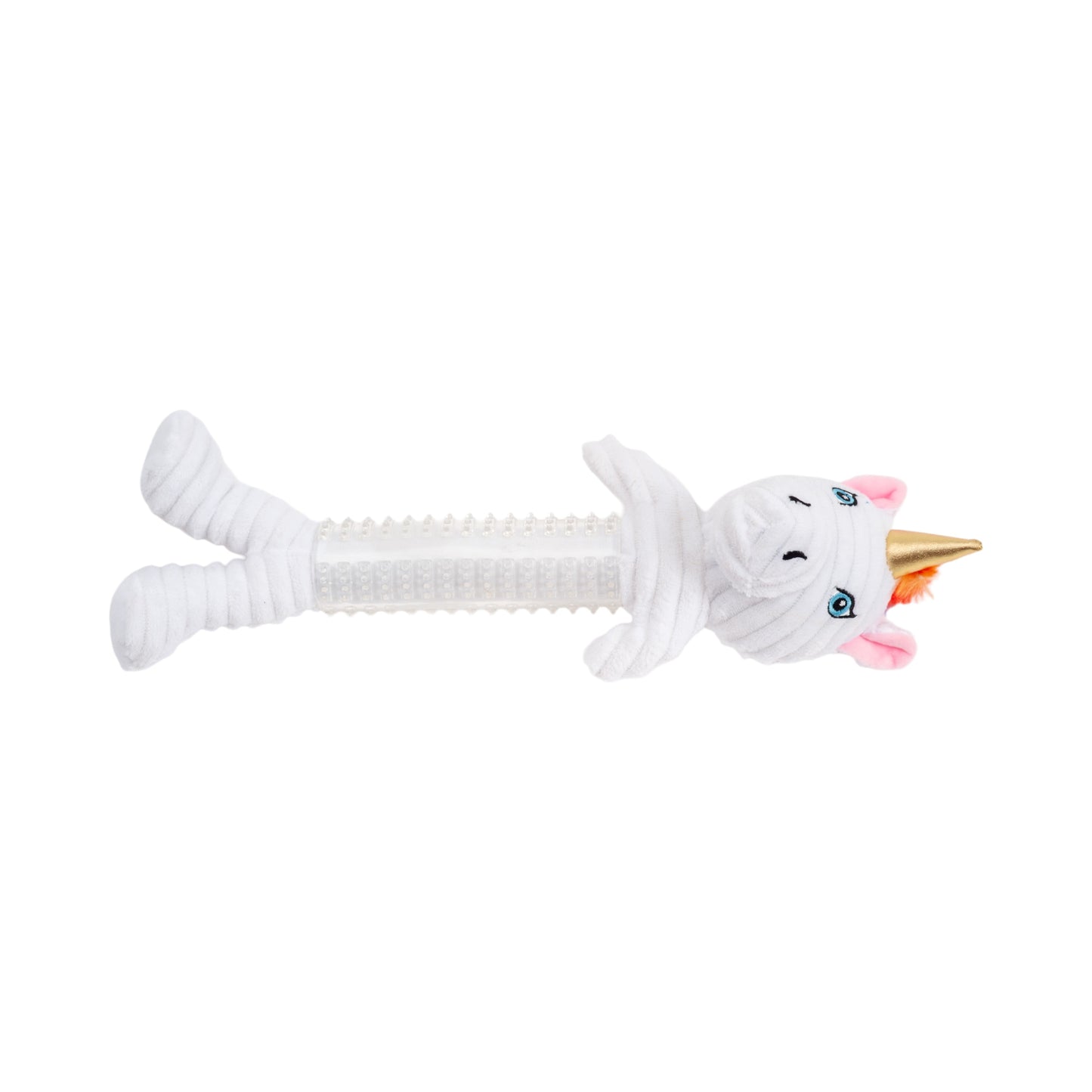 Dog Plush Toy Corduroy Unicorn TPR Rubber Squeaker Crinkle - Detail Angle 4 | Majestic Pet Kingdom