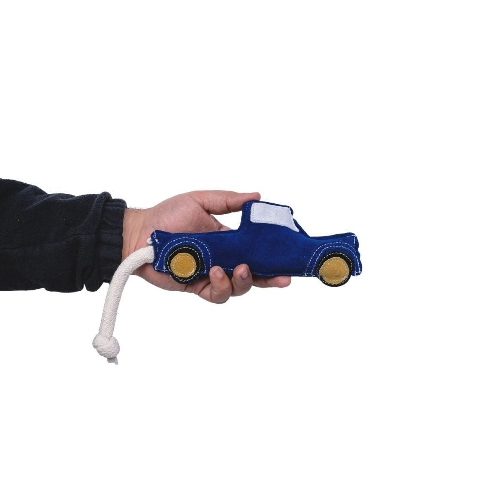 Dog Chew Toy Faux Leather Blue Pickup Truck Safe Non-Toxic - Detail Angle 5 | Majestic Pet Kingdom